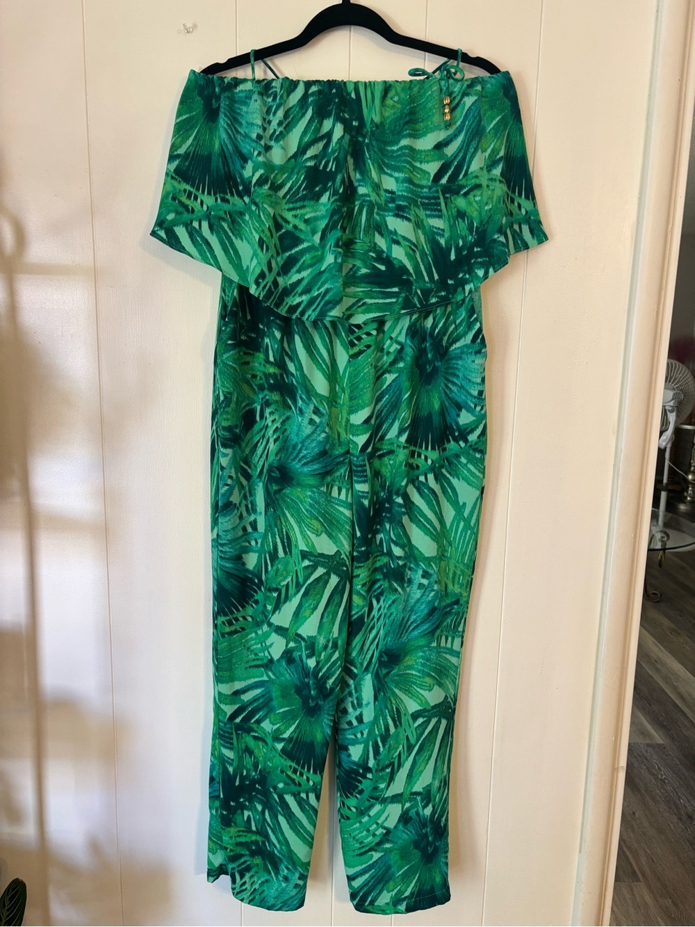 Green Tropical Strap Jumpsuit